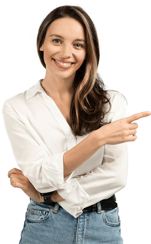 Woman pointing at available resources